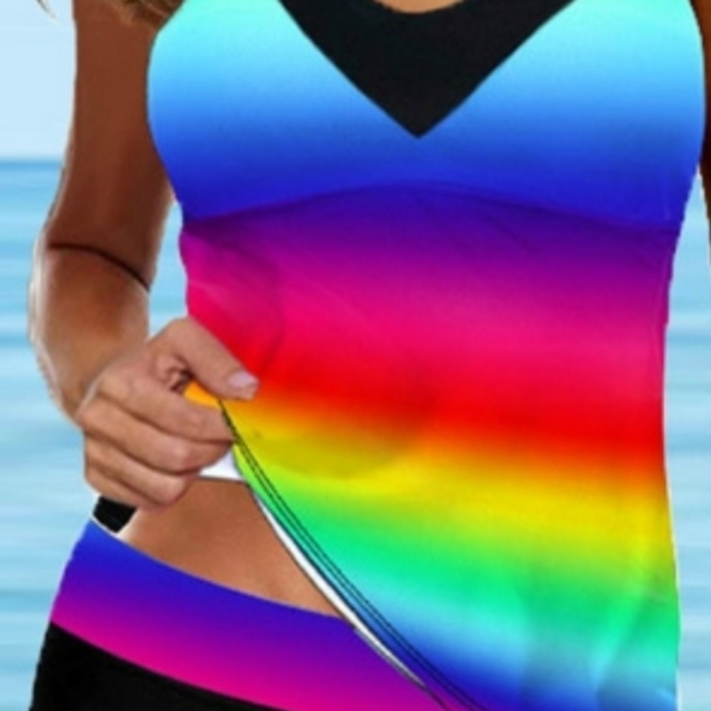 Beautiful strappy back tankini Sz.L top and bottom